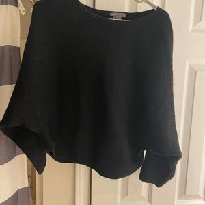 Vince Black Wool-Cashmere Ribbed Sweater Dolman sleeve boatneck small